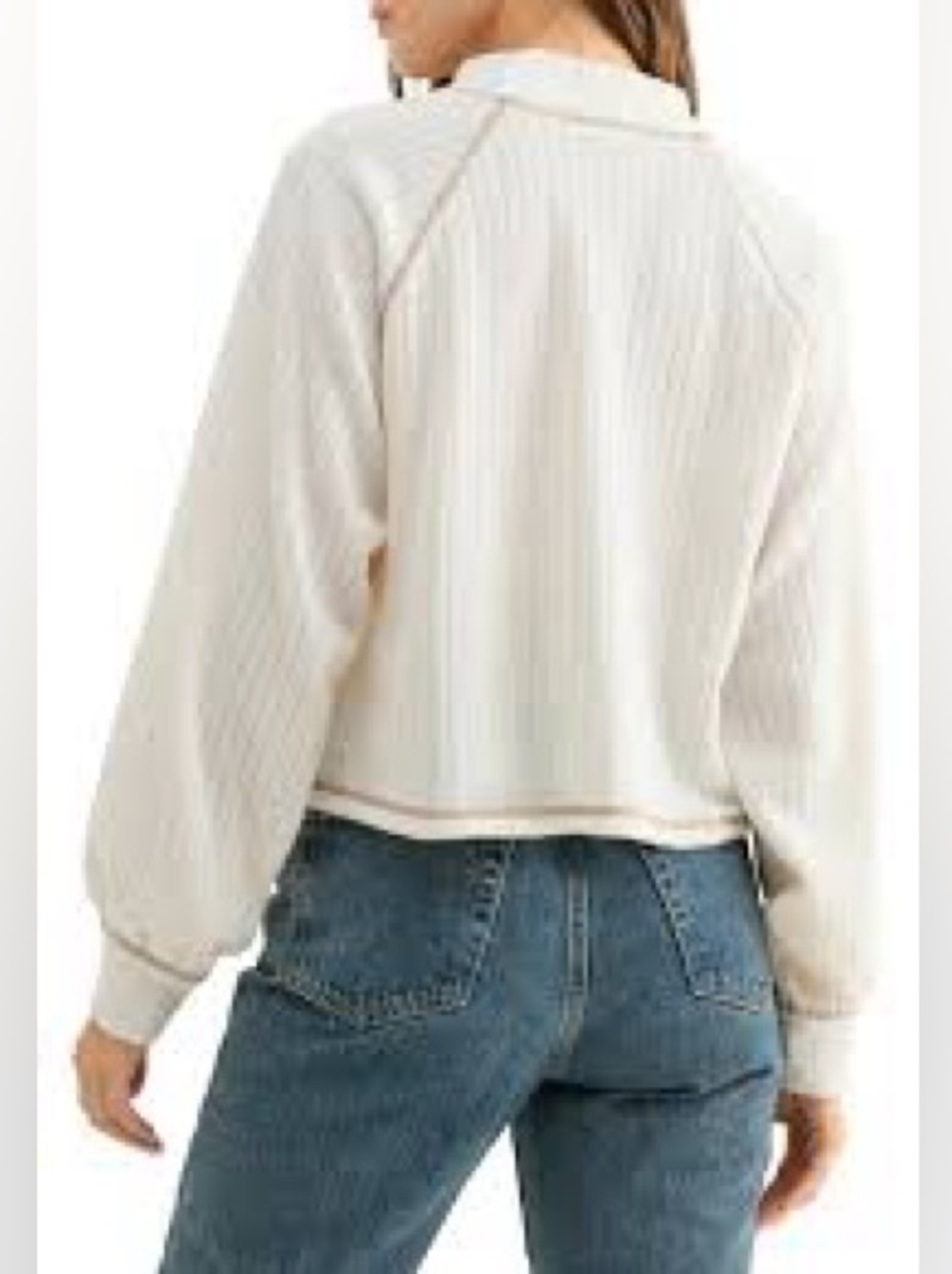 Lush Cream Ribbed Mock Neck Pullover Sweater Size Medium
